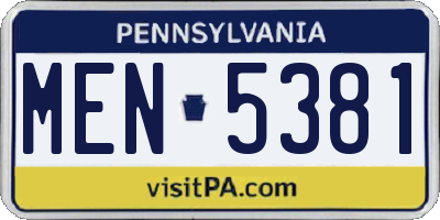PA license plate MEN5381