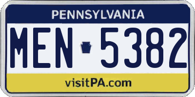 PA license plate MEN5382