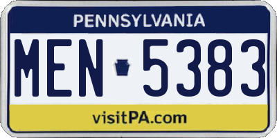 PA license plate MEN5383