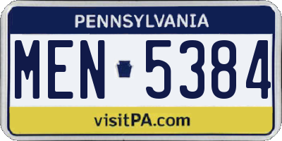 PA license plate MEN5384