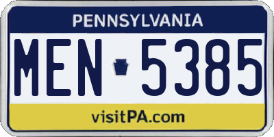 PA license plate MEN5385
