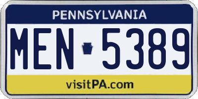 PA license plate MEN5389
