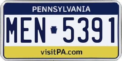 PA license plate MEN5391