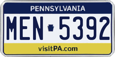 PA license plate MEN5392