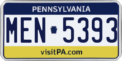 PA license plate MEN5393