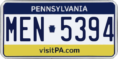 PA license plate MEN5394