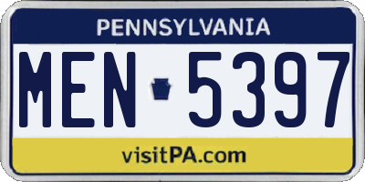 PA license plate MEN5397