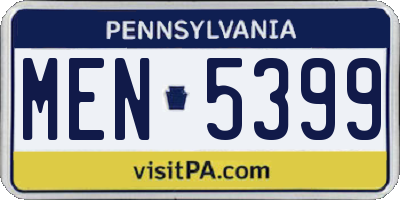 PA license plate MEN5399
