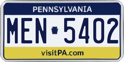 PA license plate MEN5402