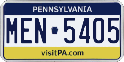 PA license plate MEN5405