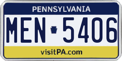 PA license plate MEN5406