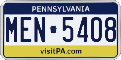 PA license plate MEN5408