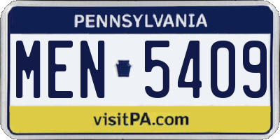 PA license plate MEN5409