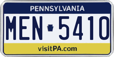 PA license plate MEN5410