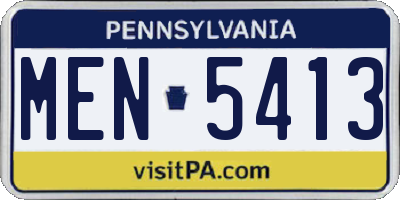 PA license plate MEN5413