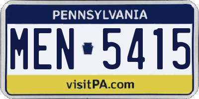 PA license plate MEN5415