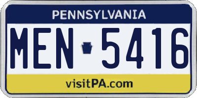 PA license plate MEN5416