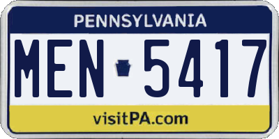 PA license plate MEN5417