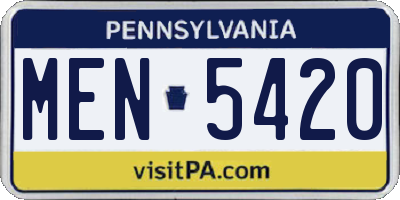 PA license plate MEN5420