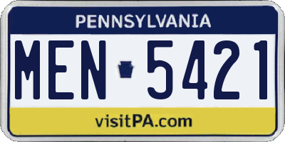 PA license plate MEN5421