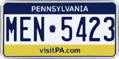 PA license plate MEN5423