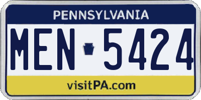 PA license plate MEN5424