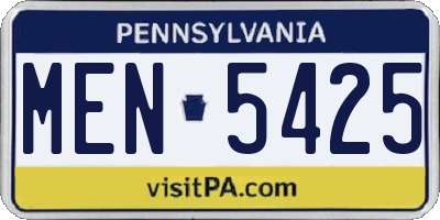 PA license plate MEN5425