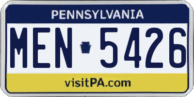 PA license plate MEN5426