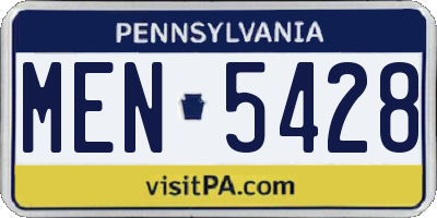 PA license plate MEN5428