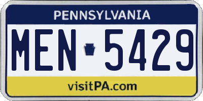 PA license plate MEN5429