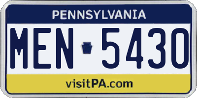 PA license plate MEN5430