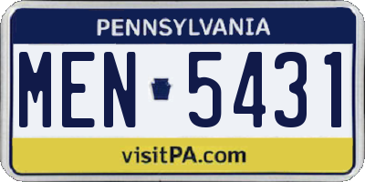 PA license plate MEN5431
