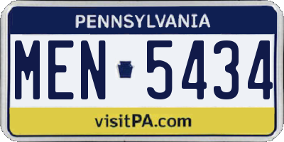 PA license plate MEN5434