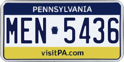 PA license plate MEN5436