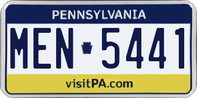 PA license plate MEN5441