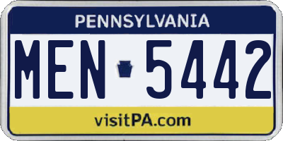 PA license plate MEN5442