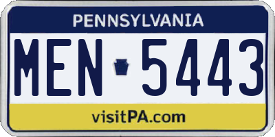 PA license plate MEN5443