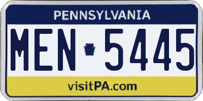 PA license plate MEN5445
