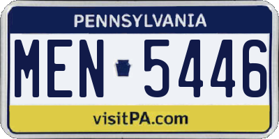PA license plate MEN5446