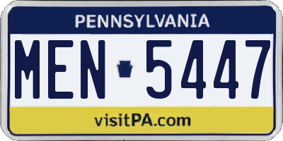 PA license plate MEN5447