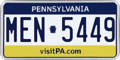 PA license plate MEN5449