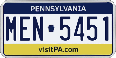 PA license plate MEN5451