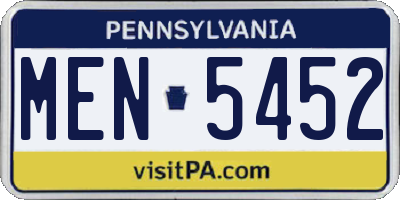 PA license plate MEN5452