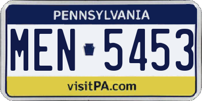 PA license plate MEN5453