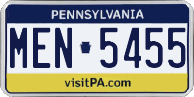 PA license plate MEN5455