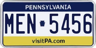PA license plate MEN5456