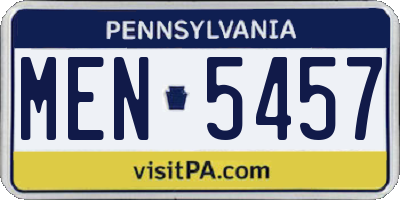 PA license plate MEN5457