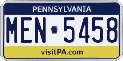 PA license plate MEN5458