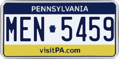 PA license plate MEN5459