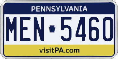 PA license plate MEN5460